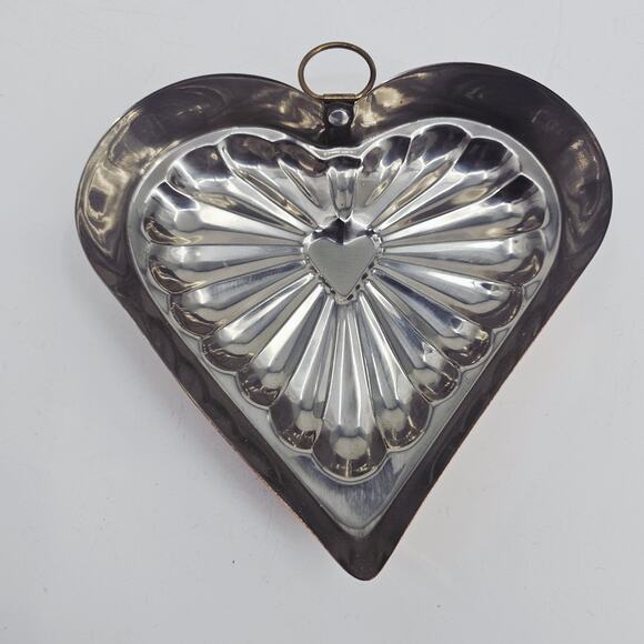 Vintage Copper Heart Shaped Jello Mold Pudding Pan Baking Kitchenware Farmcore - Picture 2 of 5